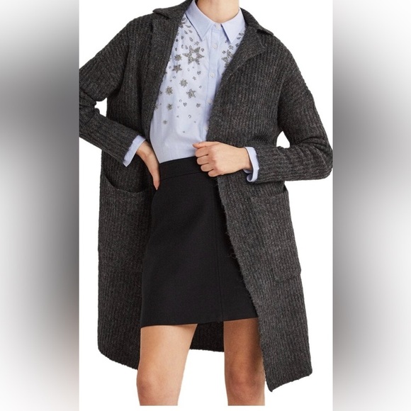 Boden Sweaters - Boden Woman's Ribbed Long Open Cardigan Sweater Wool Mohair Gray XS NEW. 221
